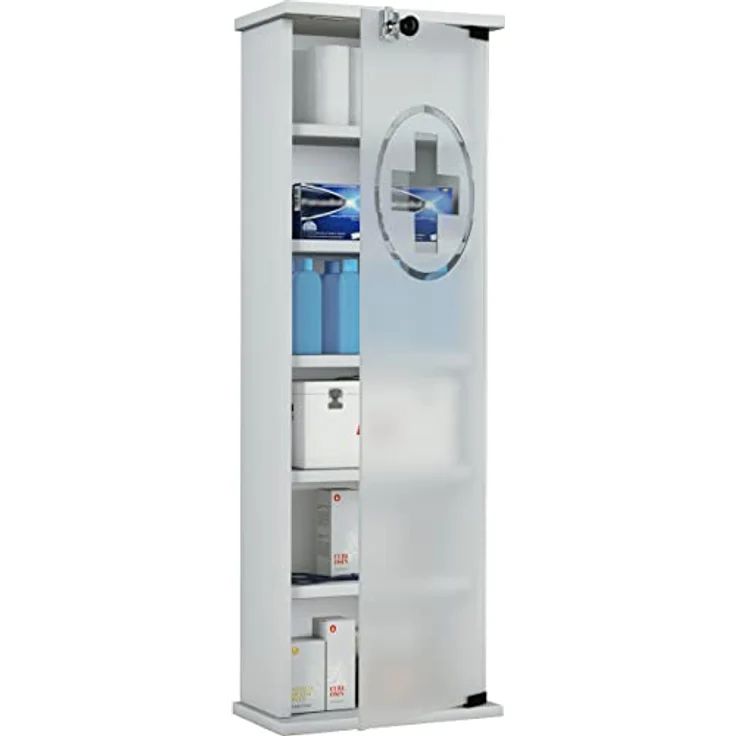 VCM Medizinschrank Gusal 916992 Weiß H. 92 x B. 31 x T. 18 cm – Bild 5