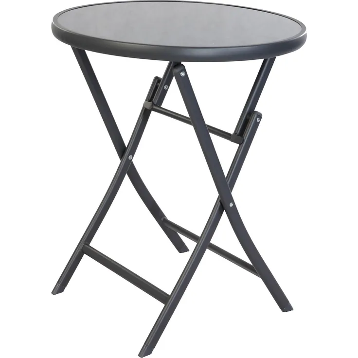Klappbarer Bistrotisch Balkontisch Garten Terrasse Glastisch rund ⌀ 70 cm