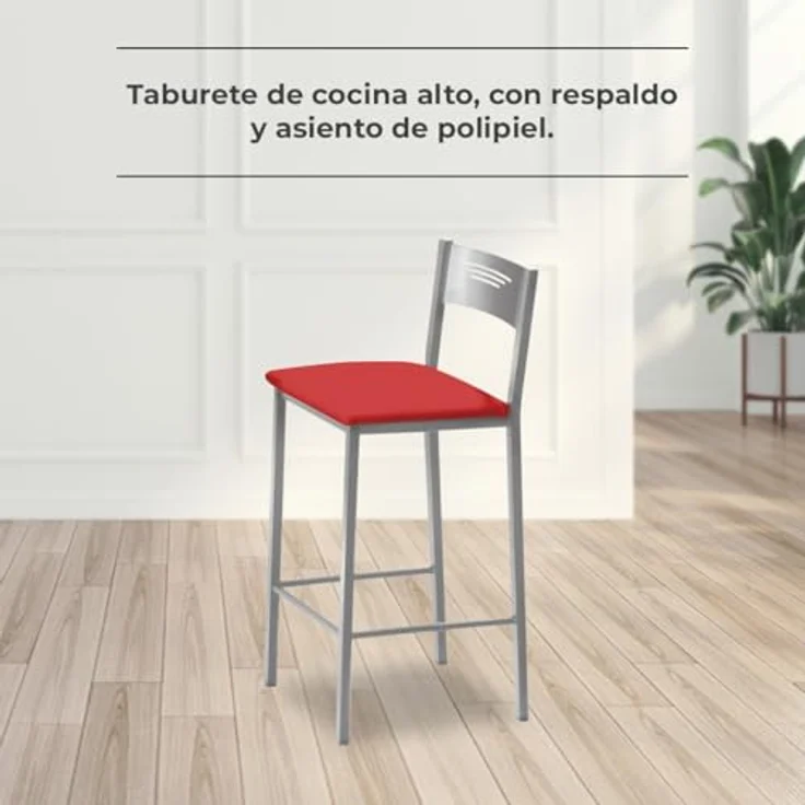 ASTIMESA Zwei Hocker für die Küche, 60 cm, Kunstleder, Rot (TAB60RO) – Bild 3