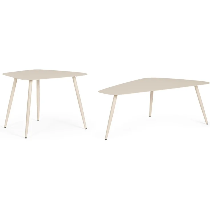 Gartencouchtisch Yvonne 2er-Set aus Metall, modern, champagnerfarben, eckig, pflegeleicht – Bild 1
