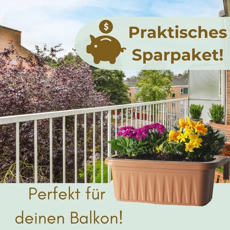 4er Set Blumenkasten Balkongeländer Balkon Blumenkasten Balkonkasten mit Halterung Balkonkasten Geländerkasten Balkonkasten mit Wasserspeicher 50 cm Terrakotta – Bild 7