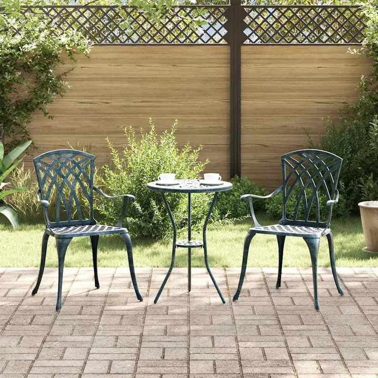 2er Set Gartenstuhl, Balkonstuhl Grün 53 x 51 x 88,5 cm Aluminium – Bild 1