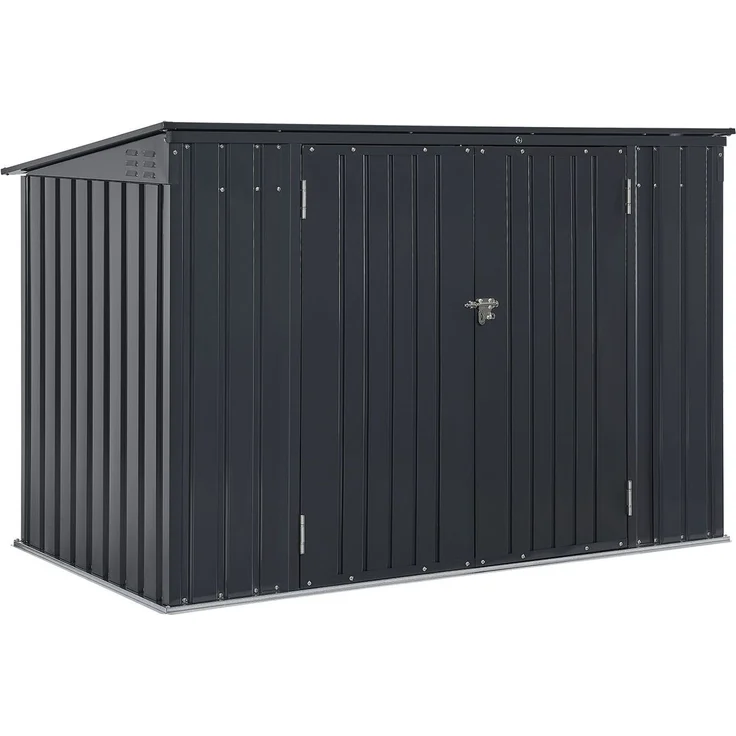 Juskys 3er Mülltonnenbox Namur 3 x 120 Liter Tonnen - 2 m² - 2 große Türen - Metall Mülltonnenverkleidung Müllbox Müllhaus Aufbewahrungsbox – Bild 5