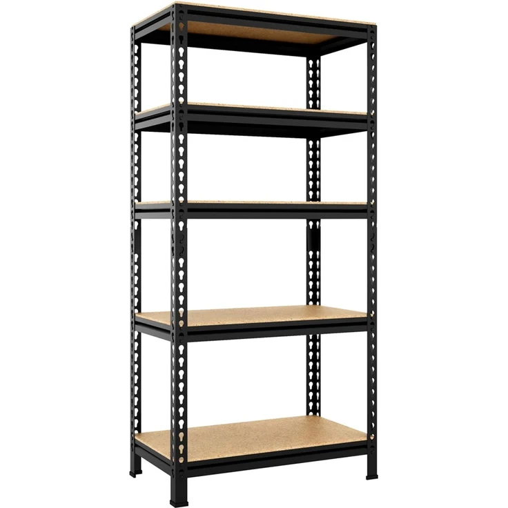 Yaheetech Standregal, Schwerlastregal Lagerregale Kellerregal, 5 verstellbare Ablagen, Stahl Schwarz, 150 x 30 x 70 cm – Bild 1