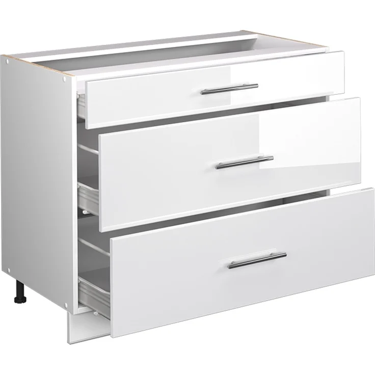 Küchenunterschrank Fame-Line Weiß Hochglanz/Weiß 100 cm ohne Arbeitsplatte Vicco – Bild 6