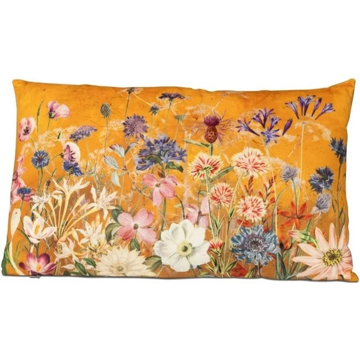 Formano Samt-Kissen Blumenwiese 30x50 cm Dekokissen Sofakissen Zierkissen Floral Blumenmotiv Bedruckt Gefüllt Reißverschluss Handwäsche Wohnzimmer Schlafzimmer Dekoration Geschenk – Bild 2