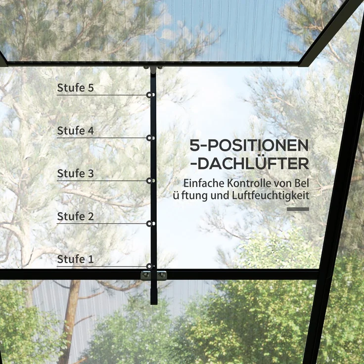 Outsunny Gewächshaus, Aluminiumlegierung, Polycarbonat, Schwarz, 192L x 131B x 203H cm – Bild 7