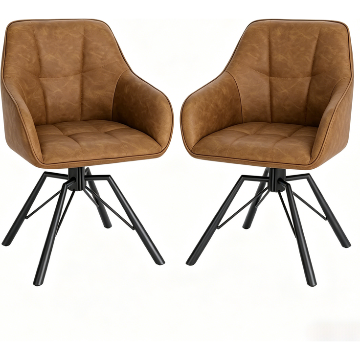 Esszimmerstuhl 57x41x82,5 cm im 2er-Set, drehbar mit Armlehnen und breitem Sitz – Bild 9