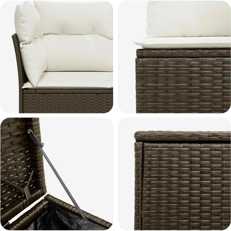 vidaXL Sofa Set 5 stk. Braun und Creme Weiß 179 x 179 x 85 cm 3447834 – Bild 6