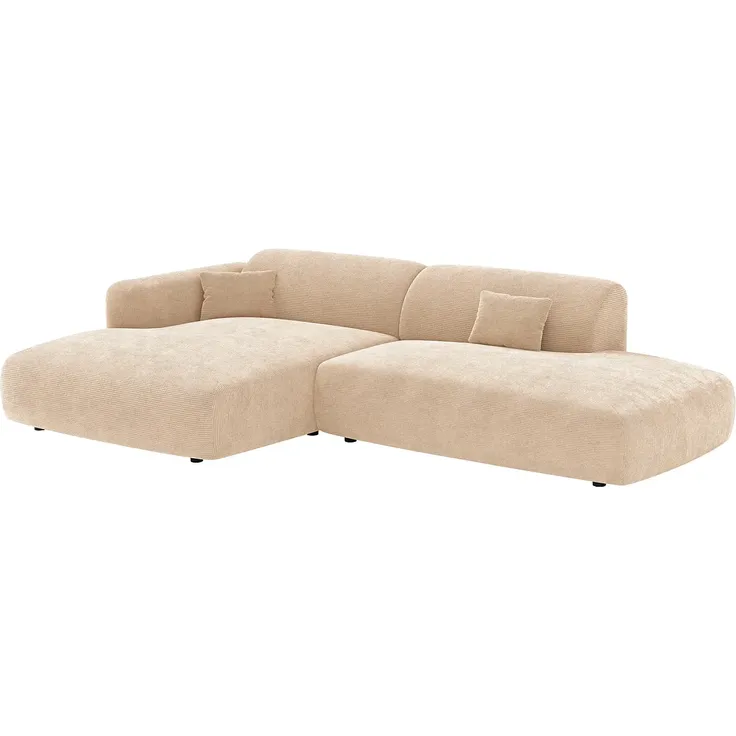 Vente-unique - POGNI Sofa SamtStoff Beige - B 160 cm x H 73 cm x L 300 cm – Bild 2