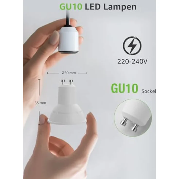 Lepro GU10 LED Warmweiss 6W Lampe, 2700K Warmweiß, 630 Lumen, 38° Abstrahlwinkel, Nicht dimmbar Reflektorlampe, Energiesparendes GU10 LED Leuchtmittel für Wohnzimmer, Küche, Schlafzimmer,4 Stück – Bild 8