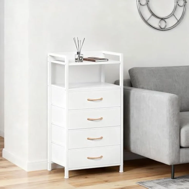 GarveeLife Kommode Schrank 4 Stoffschubladen Aufbewahrungsschrank Für Schlafzimmer Wohnzimmer Flur, Komodenschrank Schubladenschrank, 41x29x83.5Cm – Bild 9