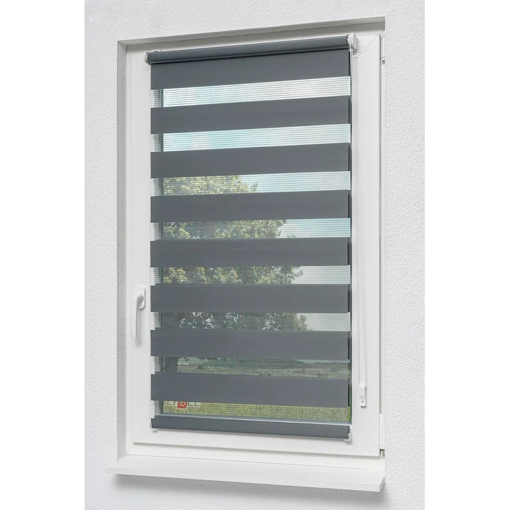 Qualitätsdoppelrollo mit Klemmträgern (B x H) 110cm x 150cm in grau/anthrazit, zum Klemmen und Schrauben – Bild 6