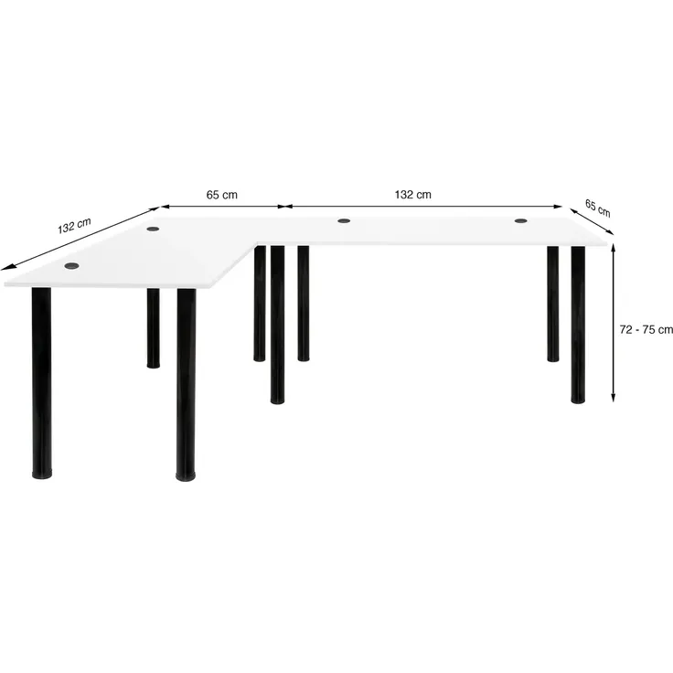 SyberDesk Gaming Pro Eckschreibtisch 197 x 132 cm – großer Computertisch, Eckschreibtisch, Schreibtisch für Büro & Gaming (links, weiß) – Bild 3