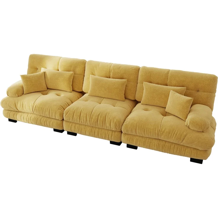 EINHOM 3-Sitzer Modulares Ecksofa mit Tiefensitz, Chenille Schlafsofa Komfortabel Gepolstert für Wohnzimmer, Apartment, Studio, Büro, Gelb – Bild 7