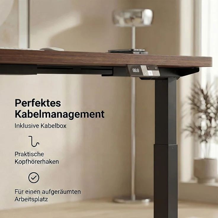 Devoko Höhenverstellbarer Schreibtisch 180x80 cm elektrisch, Höhenverstellung 71-121 cm mit Smart Control, 120 kg Tragkraft, für gesundes Arbeiten – Bild 6