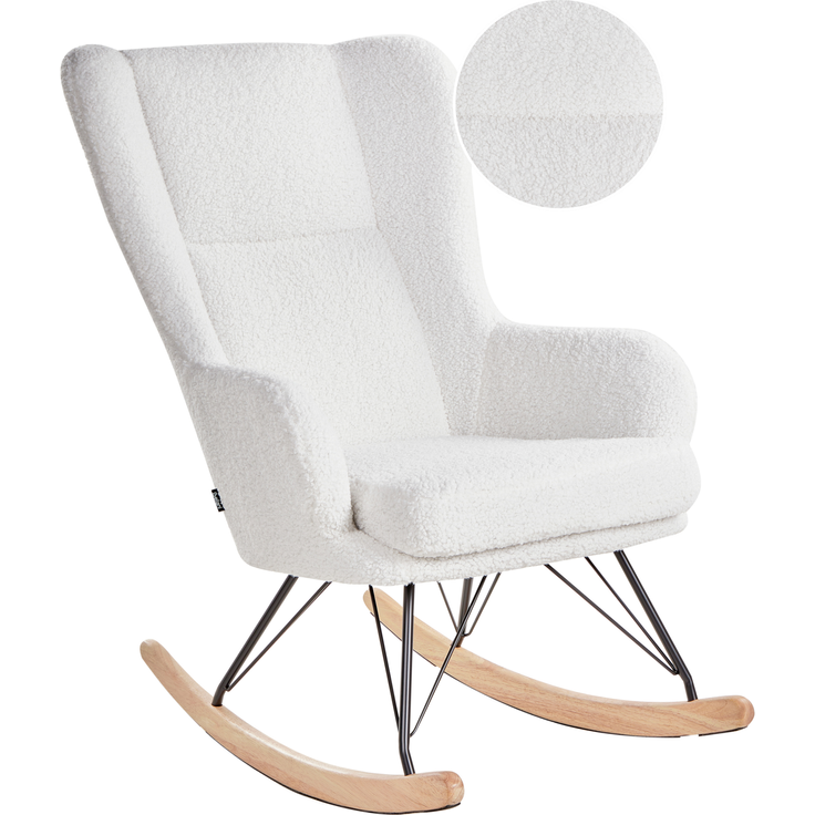 Schaukelsessel LUOMA Bouclé Cremeweiß