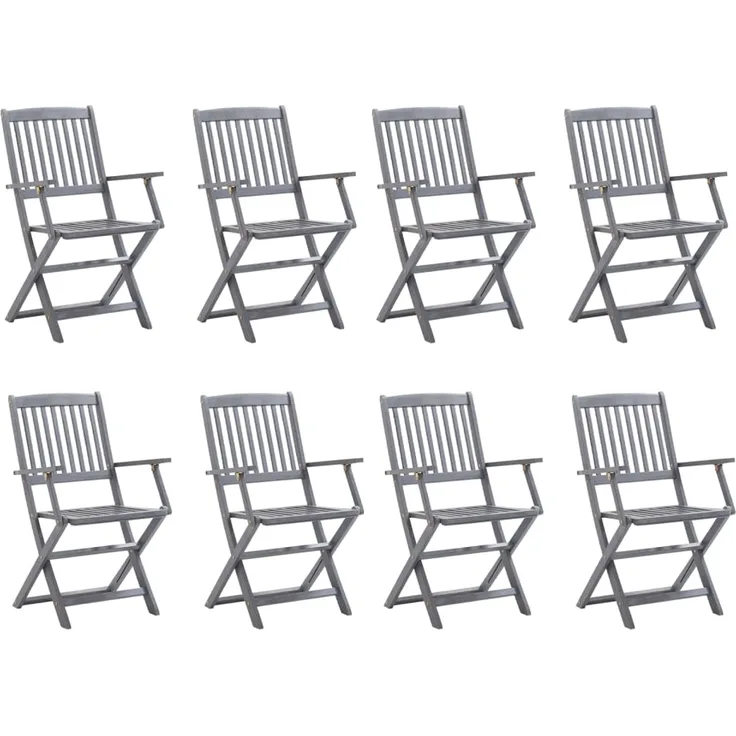 vidaXL Klappbare Gartenstühle 8 Stk. mit Kissen Massivholz Akazie 3078265