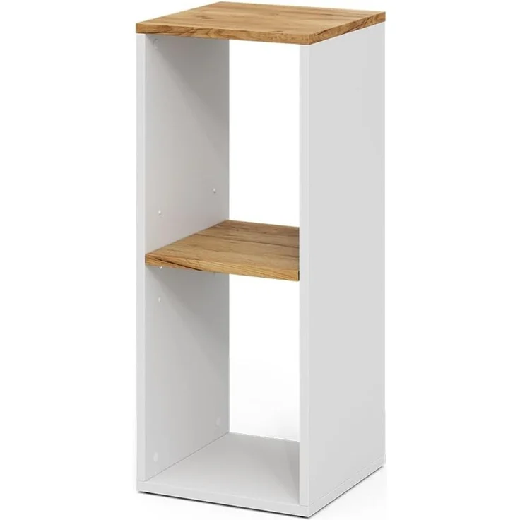 Bücherregal Tomy Weiß/Goldkraft Eiche 30 x 74 cm mit 2 offenen Fächern Vicco