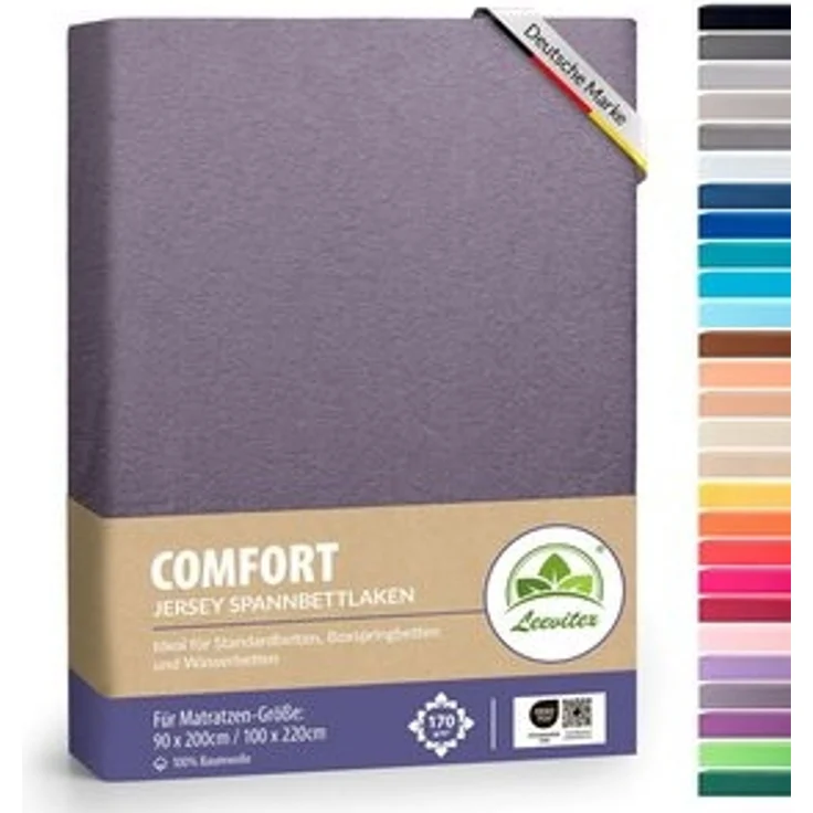 leevitex® Spannbettlaken, Premium 170g/m², Gummizug: rundum, schwer und dick, 100% Jersey-Baumwolle, Platingrau, 90 x 200 - 100 x 220 cm – Bild 6