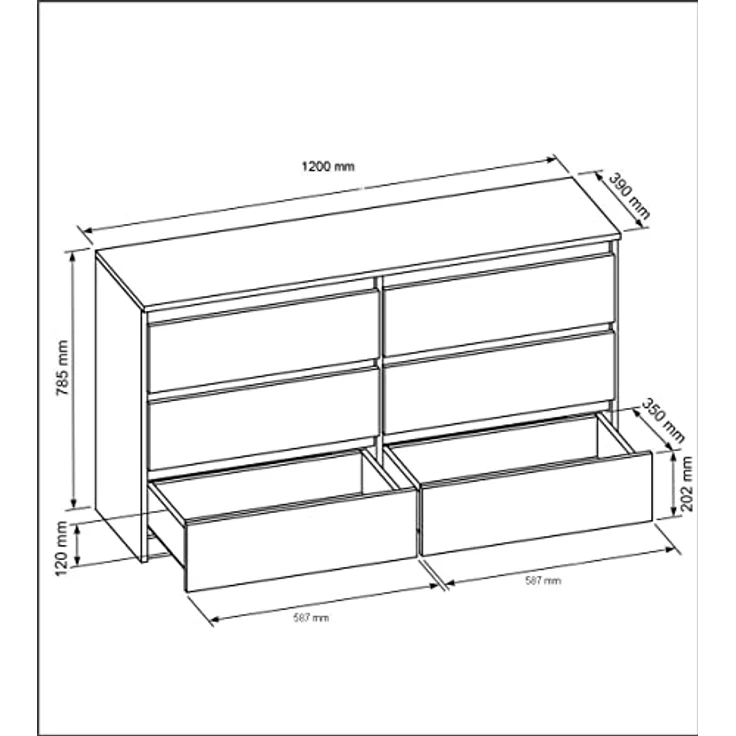 meble masztalerz Kommode Mit 6 Schubladen - 120 cm breit – modern, praktisch & geräumig – Bild 4