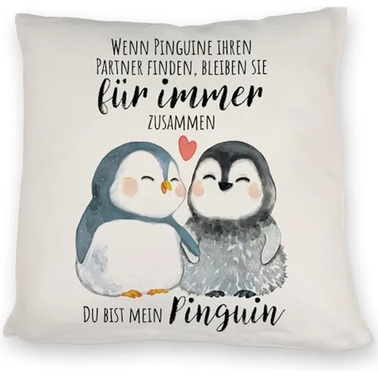 speecheese Dekokissen Pinguinpärchen Kissen mit Spruch Du bist mein Pinguin