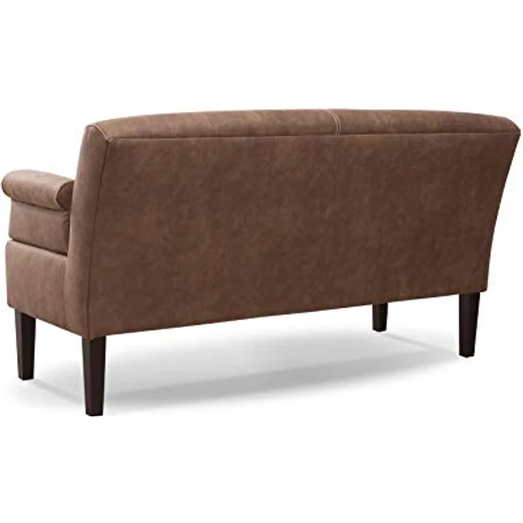 CAVADORE 3-Sitzer Küchensofa Malm, Sitzbank für Küche oder Esszimmer in Lederoptik, Inkl. Armteilverstellung, Federkern und moderner Kontrastnaht, 182 x 97 x 78, Mikrofaser: hellbraun – Bild 6
