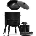 Ø44 Uchag 2mm stahl Utschak mit Schornstein Abzugsrohr Utschag Campingofen 16L Kazan Rund Kasan Feuerstelle Feldküche Außenküche Eintopfofen Gulaschkanone