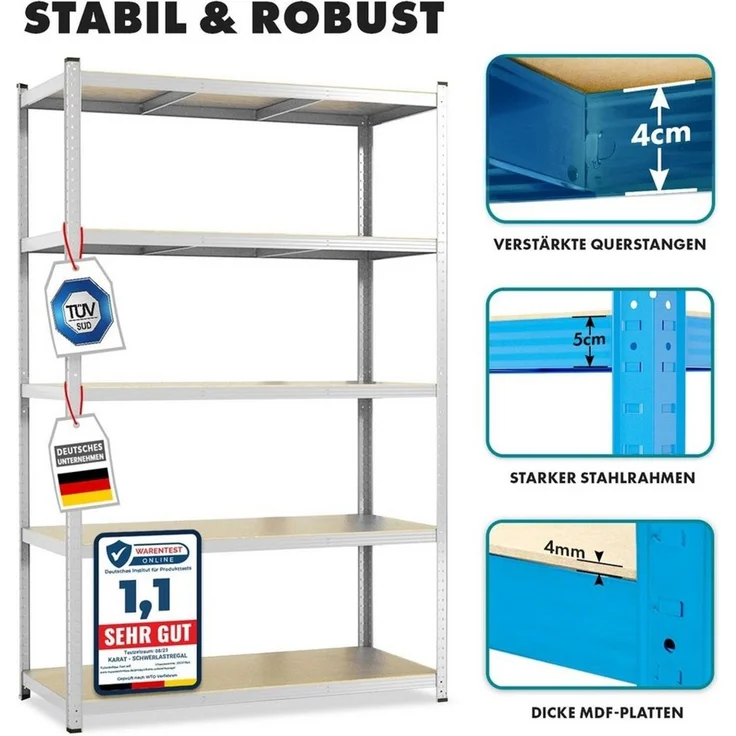 Karat Schwerlastregal Steckregal, Weitspannregal für Garage, Keller – Bild 2
