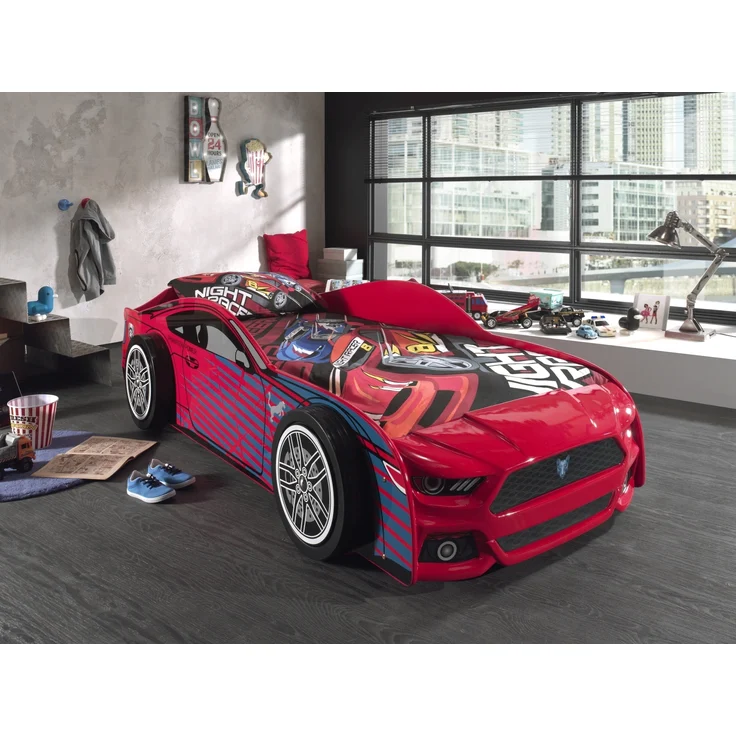 Autobett >Power< 90x200cm, inkl. Lattenrost, Rot, MDF - 227x60x111cm (BxHxT) – Bild 2