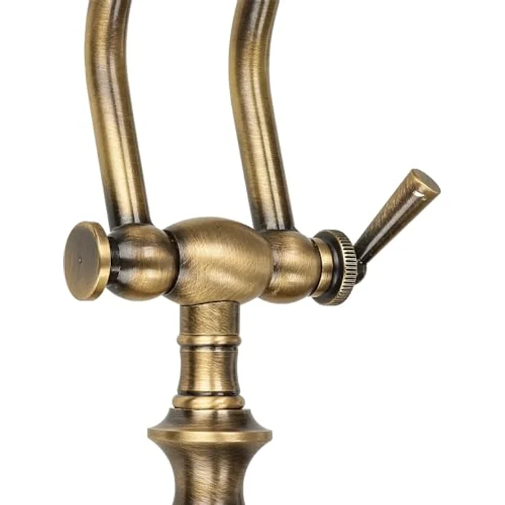 Licht-Erlebnisse Premium Bankerleuchte, Tischlampe aus echtem Messing in bronze hell, 39 cm, E14, handgefertigt in Italien, verstellbarer Schirm – Bild 4
