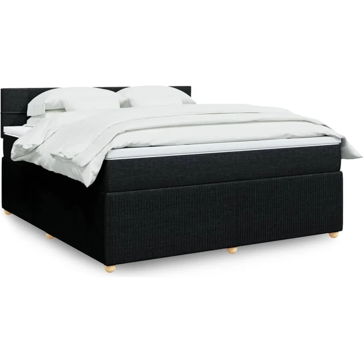 vidaXL Boxspringbett mit Matratze Schwarz 180x200 cm Stoff 3287537 – Bild 1