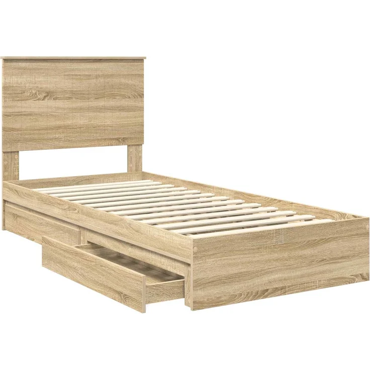vidaXL Aufbewahrungsbett Sonoma-Eiche 90 x 190 cm Holzwerkstoff 3411252 – Bild 4