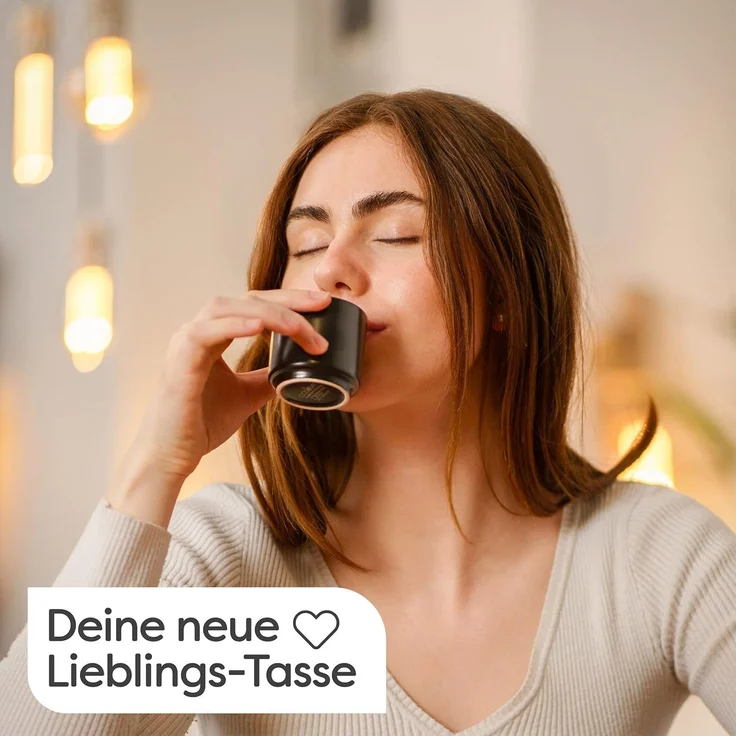 Cosumy Espressotasse Espressotassen Schwarz 4er Set aus Keramik - Stapelbares Design, 4-tlg, Keramik, 70ml – Bild 3