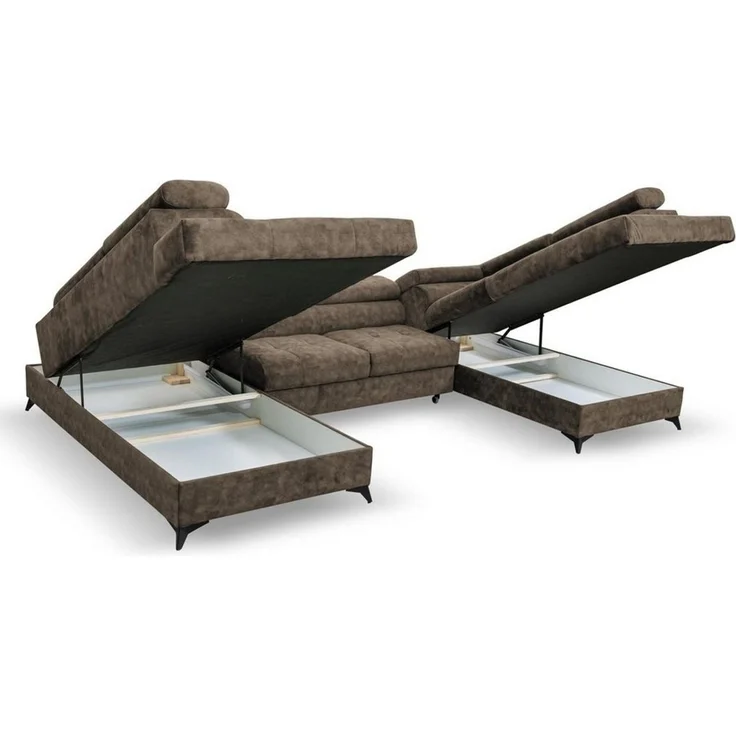 Beautysofa Ecksofa Sorento U Die Lieferung beinhaltet die Lieferung in die Wohnung, mit Schlaffunktion, Bettkasten, verstellbare Kopfstützen, große Eckcouch mit Metallbeine – Bild 3