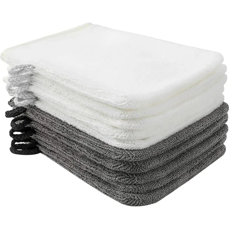 Waschlappen 10er Pack mikrofaser 15x21cm dunkelgrau weiß PHOGARY