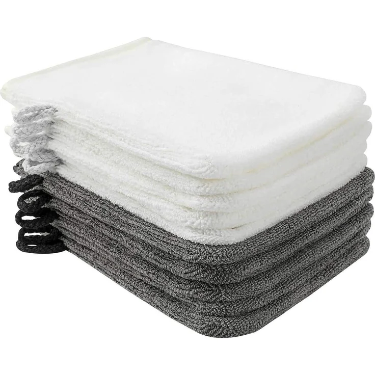 Waschlappen 10er Pack mikrofaser 15x21cm dunkelgrau weiß PHOGARY – Bild 1