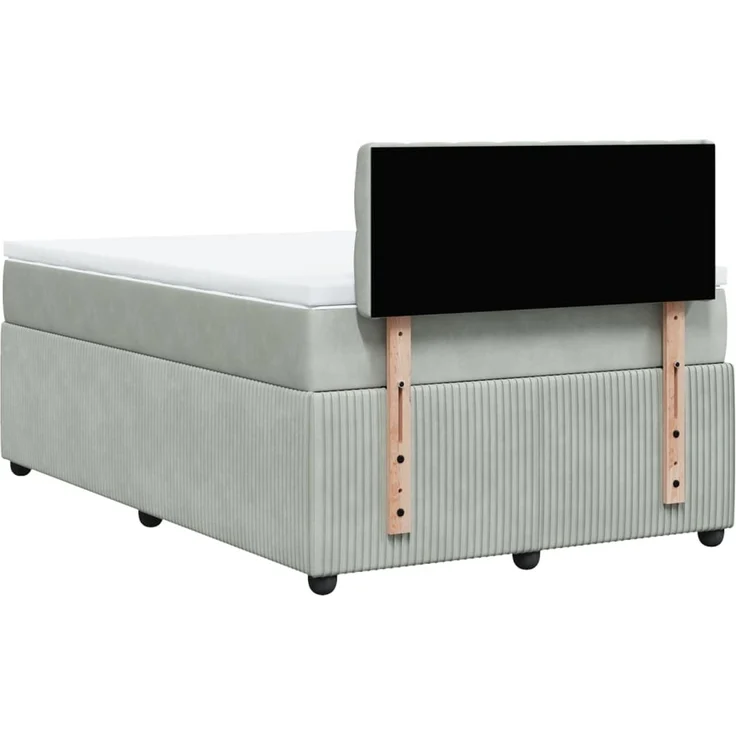 vidaXL Boxspringbett mit Matratze Hellgrau 120x200 cm Samt 3287716 – Bild 10