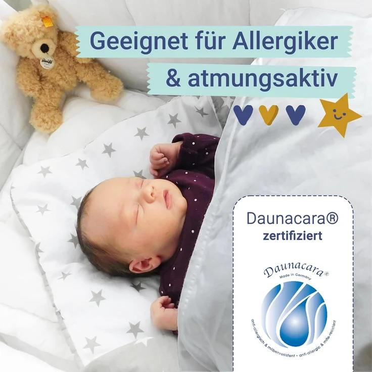 ZOLLNER Kinder & Kleinkinder Daunenkissen aus 90% Daunen und 10% Federn, Bezug Baumwolle, 40x60 cm – Bild 6