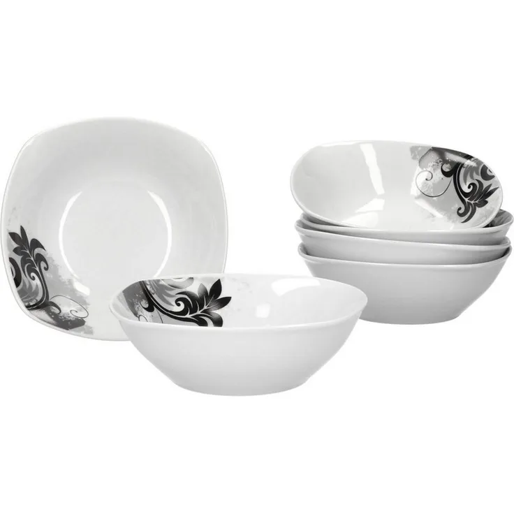 6er Set Müsli- Salatschale Black Flower 16cm