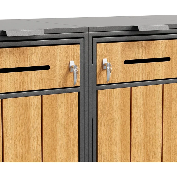 Mülltonnenbox, Mülltonnenverkleidung, 120L 240L, wetterfest, Container, Abfallbehälter, Tonnenhaus, Gartenbox, abschließbare Müllbox (4 Tonnen) – Bild 9