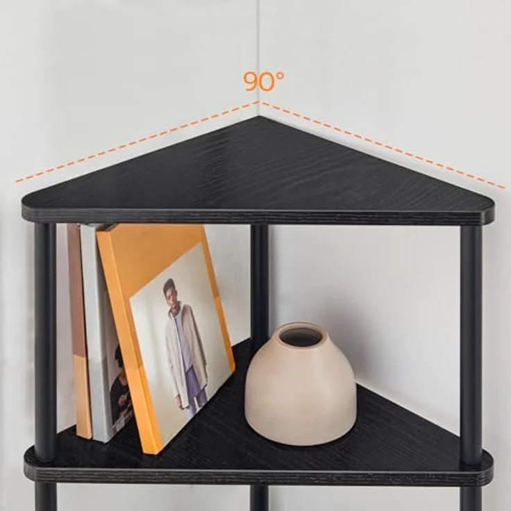 HOOBRO Eckregal mit 5 Ebenen, industrielles Eckregal Stehend, Bücherregal, Standregal, Eck-Bücherregal zur Präsentation von Pflanzenblumen, Aufbewahrungsregal für kleine Räume, Schwarz EBK33CJ01 – Bild 6