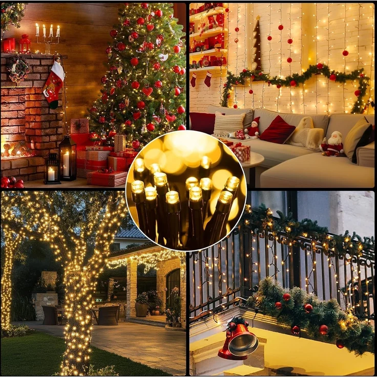 Montegoni LED-Lichterkette 2m 280 LEDs Christbaumbeleuchtung mit Ring, 8 Stränge, 8 Modi, weihnachtsbaumbeleuchtung IP65 Wetterfest, Memory und Timer Funktion – Bild 3