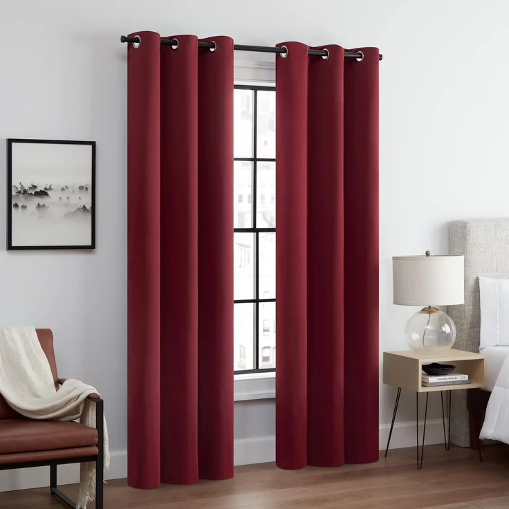 Eclipse Andover Vorhänge mit Ösen, dreifach gewebt, für Schlafzimmer, 106,7x241,3 cm, Rot