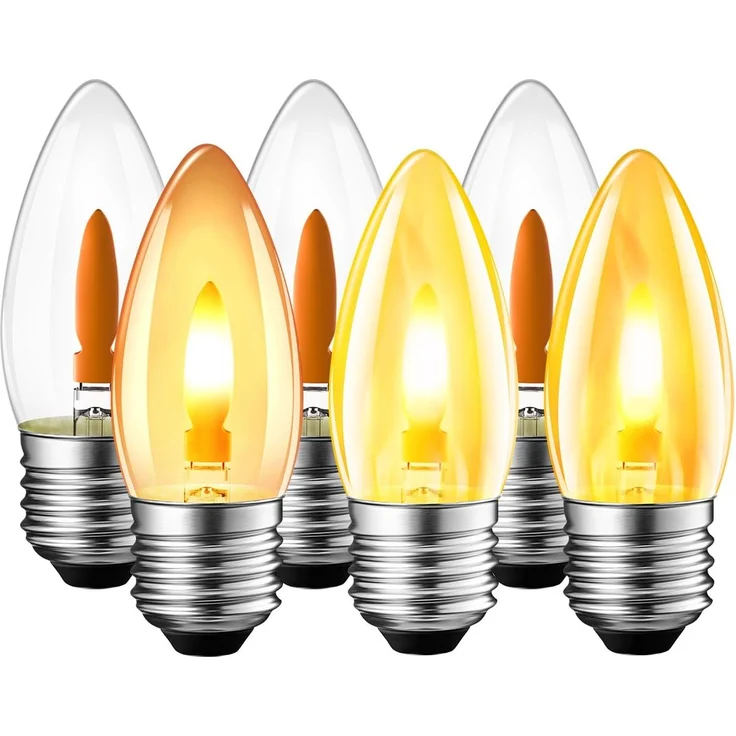 LVWIT E27 LED Flammeneffekt Warmweiss 1W Flammeneffekt Lampe Kerze Glühbirne, Flackernde LED Flackerlicht Stimmungslicht Flackerlampe für Zuhause Garten Bar Halloween Weihnachten, 1800K, 6er Pack – Bild 1