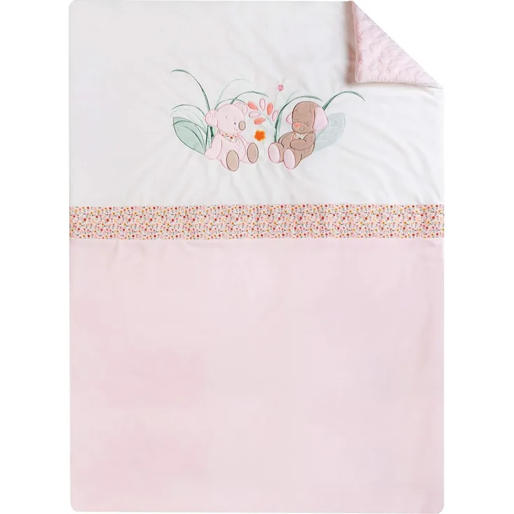 Nattou Kuscheldecke, Iris und Lali, 100 x 135 cm, Weiß/Rosa