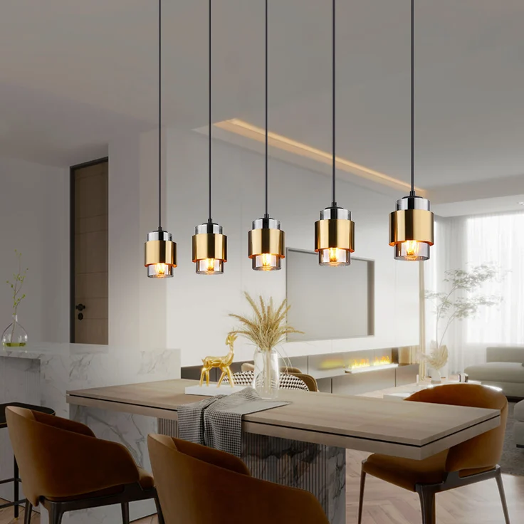 Hängelampe, Metall, Glas rauchfarben, 5 Flammig, L 105 cm – Bild 7