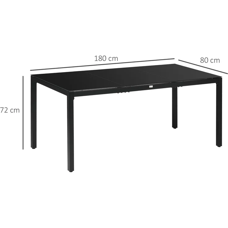 Rechteckiger Gartentisch für 8 Personen mit Tischplatte aus gehärtetem Glas und schwarzem Aluminiumrahmen – Bild 5
