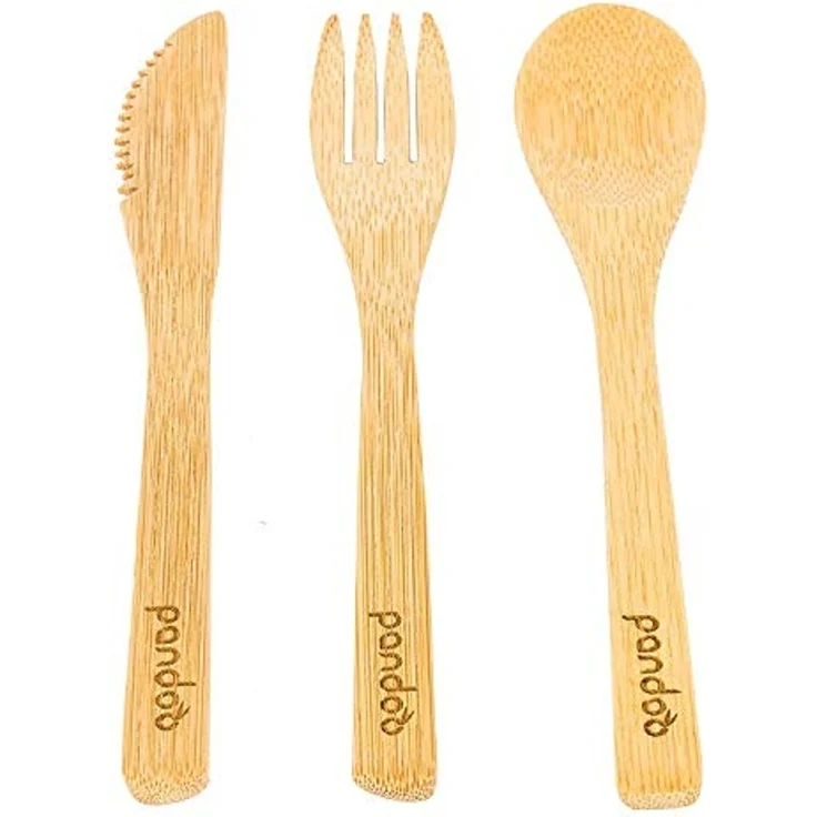 pandoo Besteck-Set Besteck aus 100% natürlichem Bambus, 5er Set (5-tlg), Bambus – Bild 4