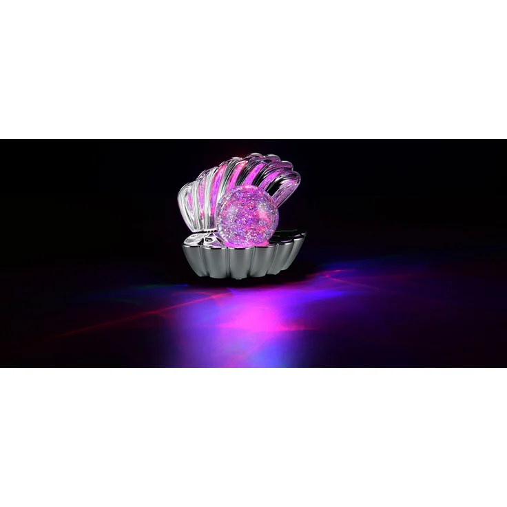 USB Muschel Tischlampe Silber Chrom mit RGB Beleuchtung, Höhe 14cm – Bild 3